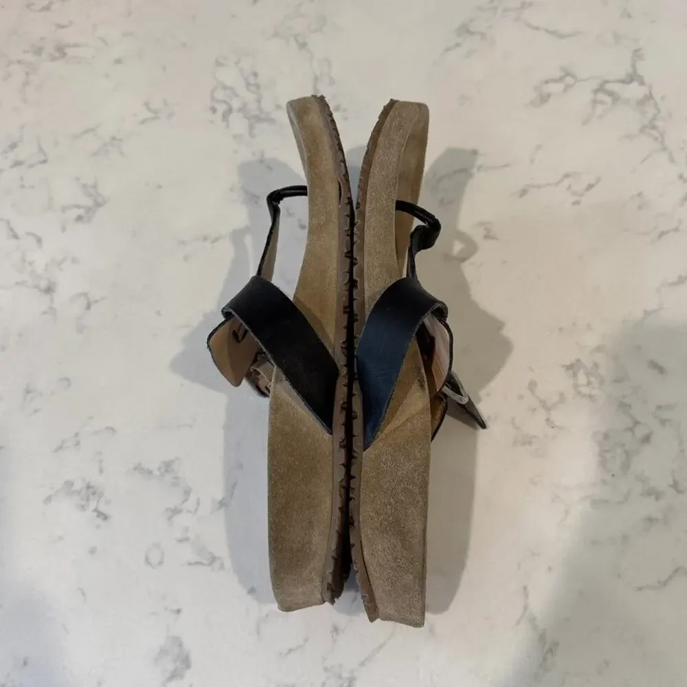 Rare Michael Kors Birkenstock like black leather sandals size 10 made in Italy